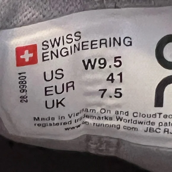 On- Running women Cloud Hi Sneakers grey W9.5 size - Picture 9 of 9